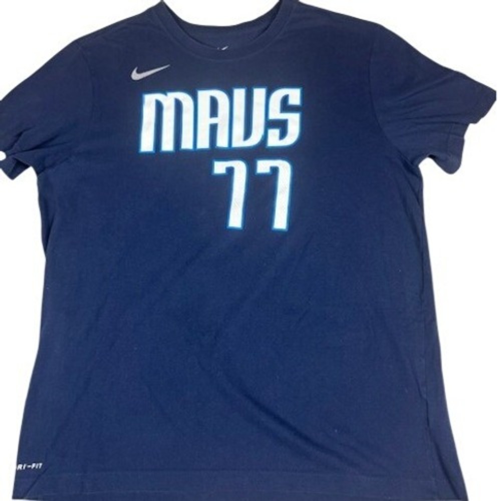 Nike T-Shirt Mens XL Luka Doncic 77 Dallas Mavericks Navy Blue Dri-FIT NBA Tee